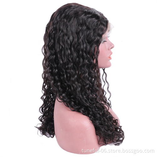 Front Wigs Human Hair Wig Transparent Tuneful Factory Virgin Indian Water Wave Lace Glueless HD Full Lace with Baby Hair 10A
